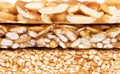 Honey bars with peanuts, sesame and sunflower seeds Royalty Free Stock Photo