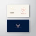 Honey Bee Abstract Elegant Vector Logo and Business Card Template. Line Style Bee Icon. Premium Stationary Realistic Royalty Free Stock Photo