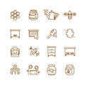 Honey, bee, beekeeping thin line vector icons set