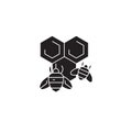 Honey bee black vector concept icon. Honey bee flat illustration, sign Royalty Free Stock Photo