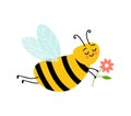 Honey bee cartoon insect character happy fly illustration. Royalty Free Stock Photo