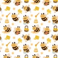 Honey bee cartoon pattern seamless Royalty Free Stock Photo