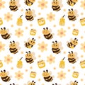 Honey bee cartoon pattern seamless Royalty Free Stock Photo
