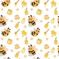 Honey bee cartoon pattern seamless Royalty Free Stock Photo