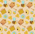Honey bee cartoon seamless vector pattern Royalty Free Stock Photo