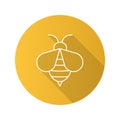 Honey bee flat linear long shadow icon Royalty Free Stock Photo