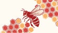 Honey Bee with Hexagon Pattern Background Art, vector design Generative AI Royalty Free Stock Photo