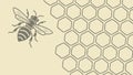 Honey Bee Hexagon Pattern Vector Sketch, vector design Generative AI Royalty Free Stock Photo