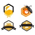 Honey Bee Hive Honeycomb Logo Template