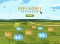 Honey bee hive Vector. Bees flying. nature background templates