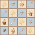 Honey bee honeycomb sweets seamless pattern. Watercolor illustration