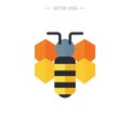 Honey bee icon. Bumblebee, Honey making concept. Vector logo illustration isolated on white background. Royalty Free Stock Photo