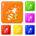 Honey bee icons set vector color Royalty Free Stock Photo