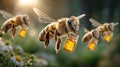 honey bee illustration, AI generated Royalty Free Stock Photo