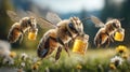 honey bee illustration, AI generated Royalty Free Stock Photo