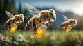 honey bee illustration, AI generated Royalty Free Stock Photo