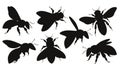 Honey bee isolated collection on isolated vector Silhouettes Royalty Free Stock Photo