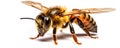 Detail on a bee on a white background. generative ai