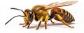 Detail on a bee on a white background. generative ai