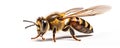 Detail on a bee on a white background. generative ai