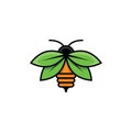 Honey bee leaf logo vector Royalty Free Stock Photo