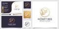 Honey bee logo with creative unique concept Premium Vector