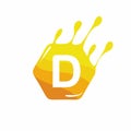 Honey or Bee Logo Design concept. Letter D logo design template