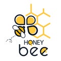 Honey Bee Logo With Honeycomb Pattern And Stylized Golden Bee For Pollination Theme Royalty Free Stock Photo