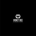 Honey bee logo template icon isolated on dark background Royalty Free Stock Photo