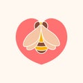 honey bee lovers flat logo design vector Royalty Free Stock Photo