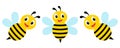 Cartoon bee collection. Honey bee set. Vector illustration.
