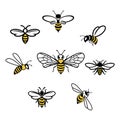 Honey bee Icons Royalty Free Stock Photo