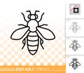 Honey bee simple black thin line vector icon Royalty Free Stock Photo