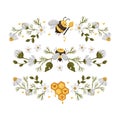 Honey bee vector border frame.