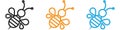 honey Bee vector logo set collection for web app ui Royalty Free Stock Photo