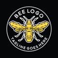 Honey Bee Vintage Logo Vector Graphic Design illustration Retro Circle Badge Emblem Symbol and Icon Royalty Free Stock Photo