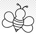 Honey bee or wasp -Line art icon on a transparent background