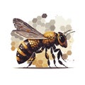 Honey Bee White Background, generative ai Royalty Free Stock Photo