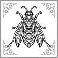 Honey bee zentangle arts isolated on white background Royalty Free Stock Photo