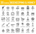 Honey beekeeping apiculture icons