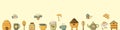 honey and beekeeping outlined Set icons. Honey. Beekeeping elements. Beehive, bees, honey, pot, teapot, cup, spoon