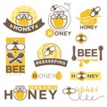 Honey beekeeping product vector icons templates set