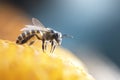 Honey Bees on bee hive. Royalty Free Stock Photo