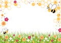 Honey Bee and Flower Border Frame Royalty Free Stock Photo