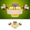 Honey bees holding blank banner Royalty Free Stock Photo