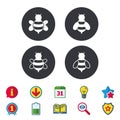 Honey bees icons. Bumblebees symbols.