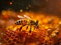 Honey bees sucking nectar from flowers until turned into honey be taken. Generative AI