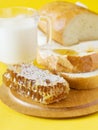 Honey, bread and milk Royalty Free Stock Photo