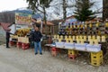 Honey and cheese stand at Prevalac on Kosovo