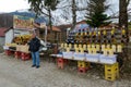 Honey and cheese stand at Prevalac on Kosovo